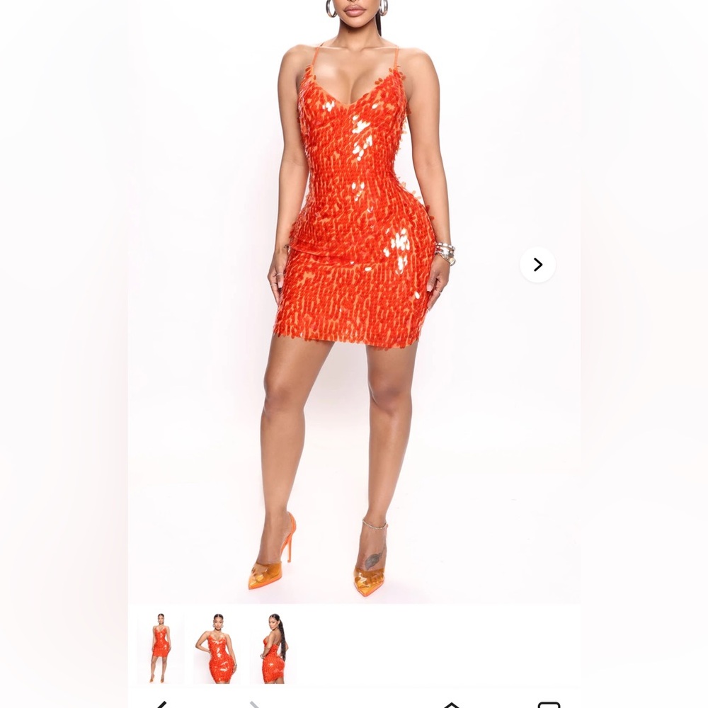 Orange Fringe Sequin Dress- 1 Left‼️